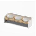 Load image into Gallery viewer, BAY Tris | Triple Raised Feeder in Wood and Stainless Steel