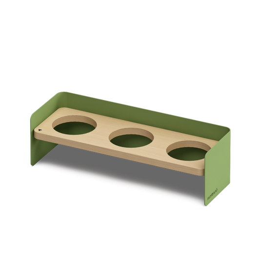BAY Tris | Triple Raised Feeder in Wood and Stainless Steel