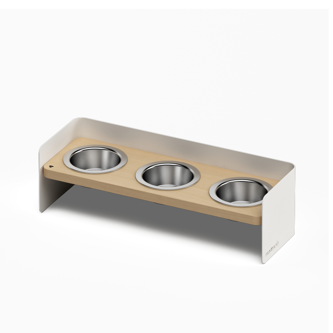 BAY Tris | Alzaciotole Triplo in Legno e Acciaio inox