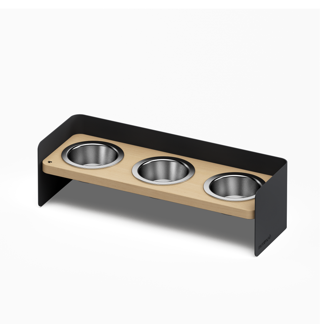 BAY Tris | Alzaciotole Triplo in Legno e Acciaio inox