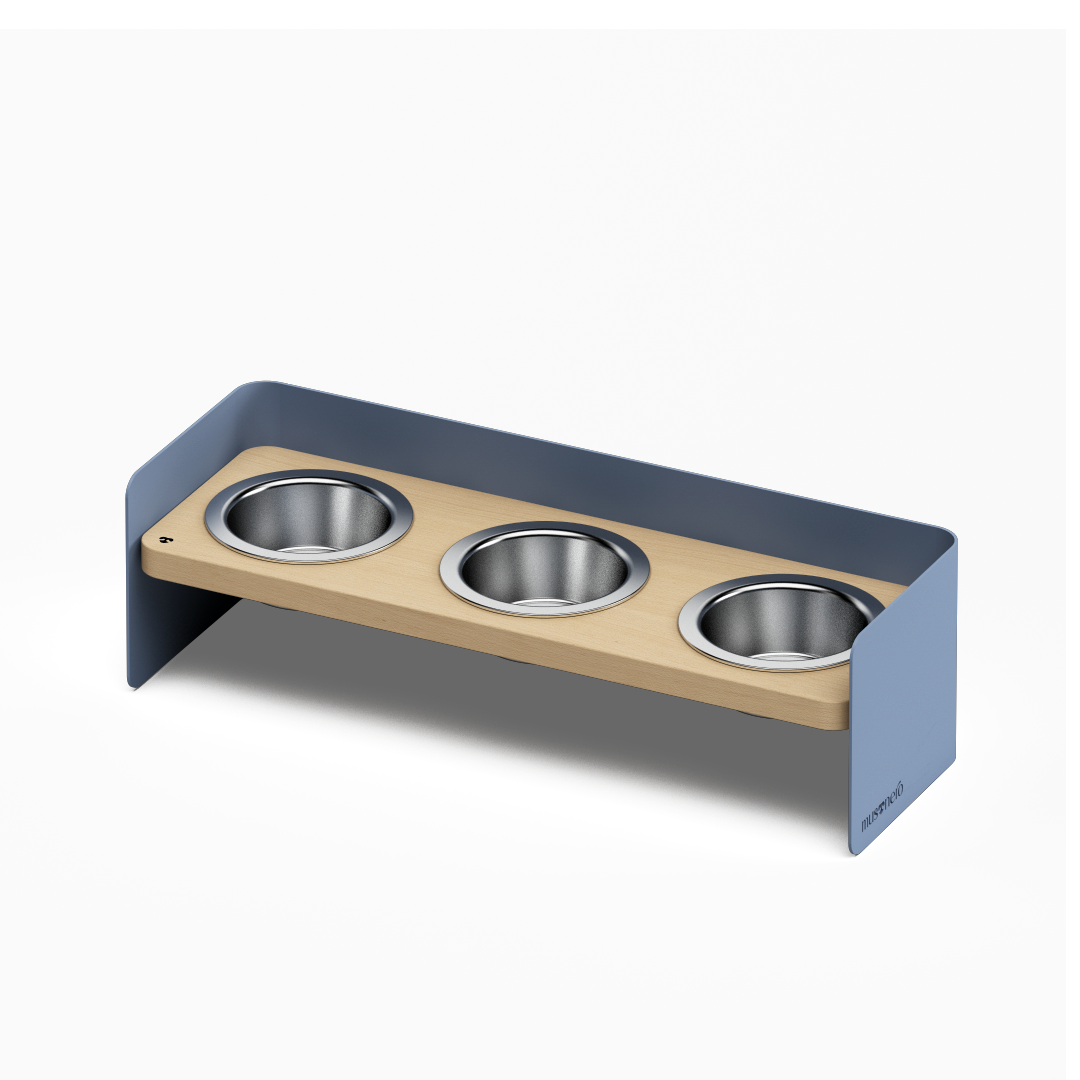 BAY Tris | Alzaciotole Triplo in Legno e Acciaio inox