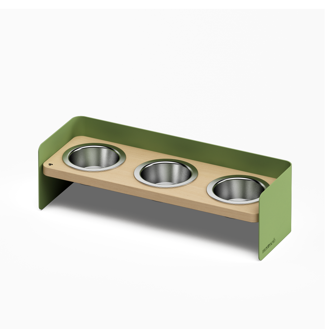 BAY Tris | Alzaciotole Triplo in Legno e Acciaio inox