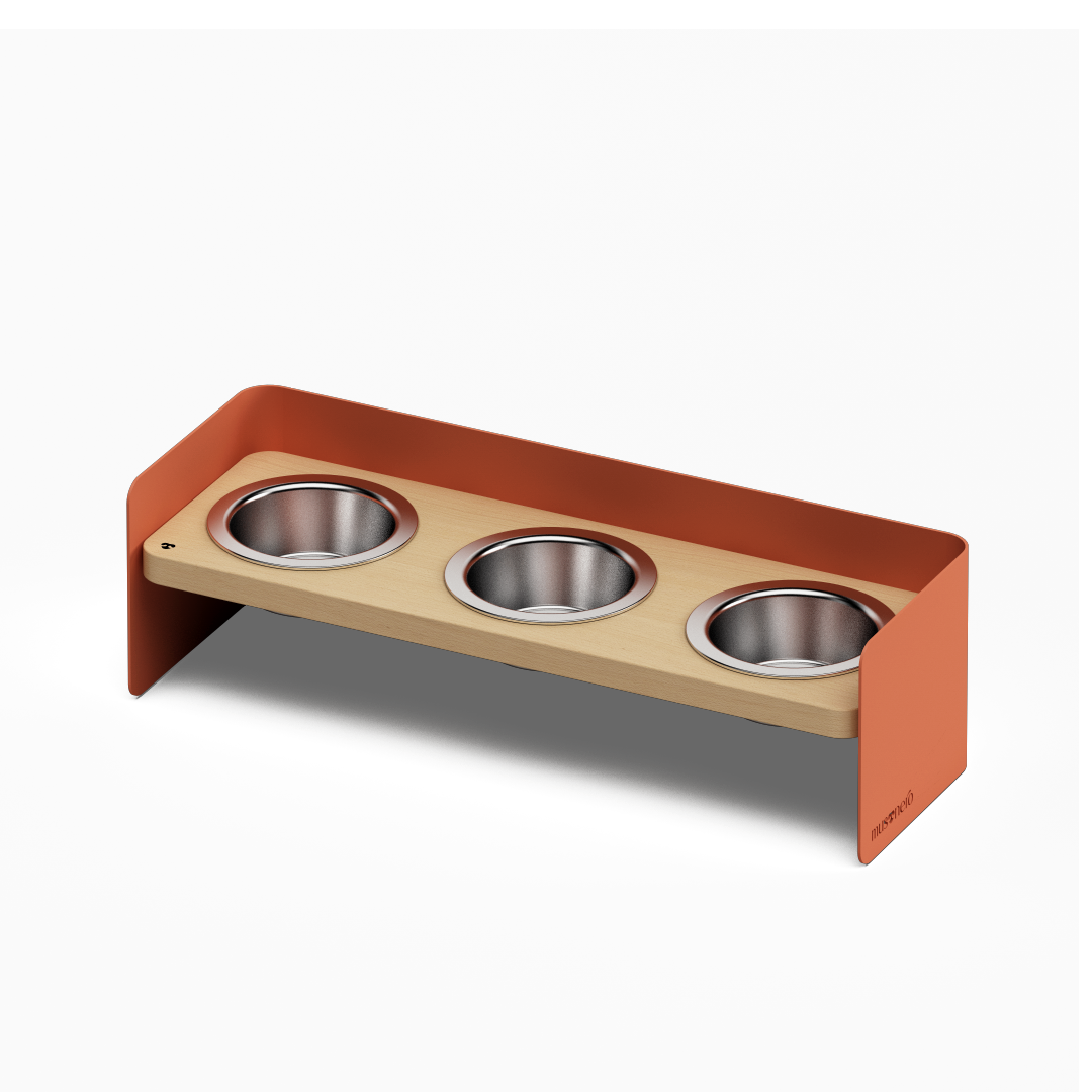BAY Tris | Alzaciotole Triplo in Legno e Acciaio inox