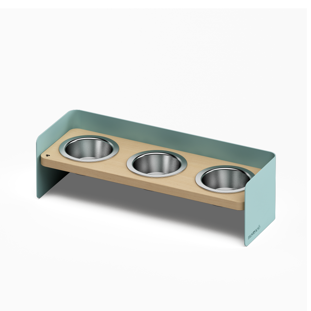 BAY Tris | Alzaciotole Triplo in Legno e Acciaio inox