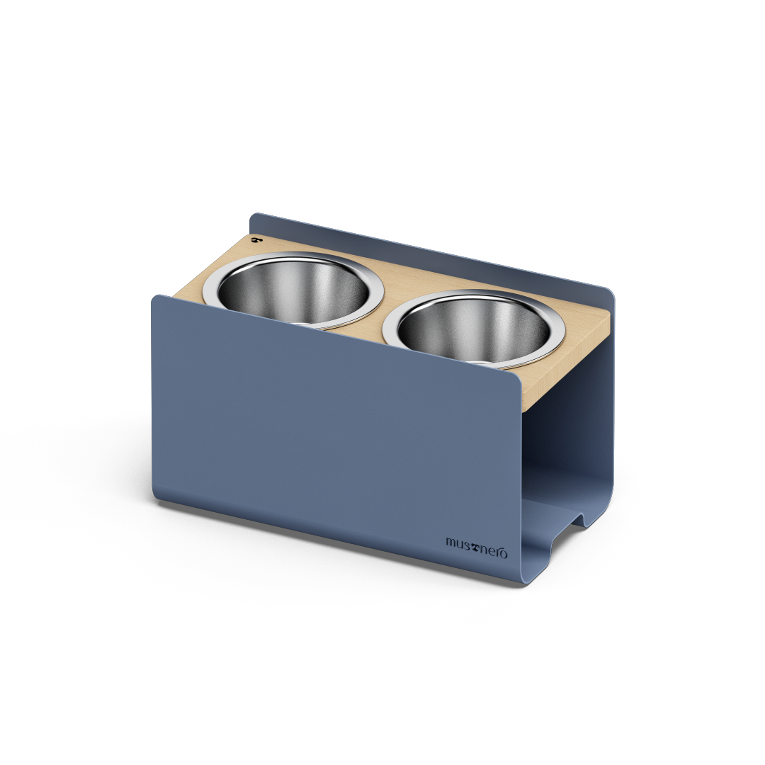 BILL Medium | Double Raised Feeder in Wood and Stainless Steel