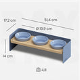 Carica l'immagine nel visualizzatore della galleria, BAY Tris | Alzaciotole Triplo in Legno e Acciaio Inox con Ciotole POP
