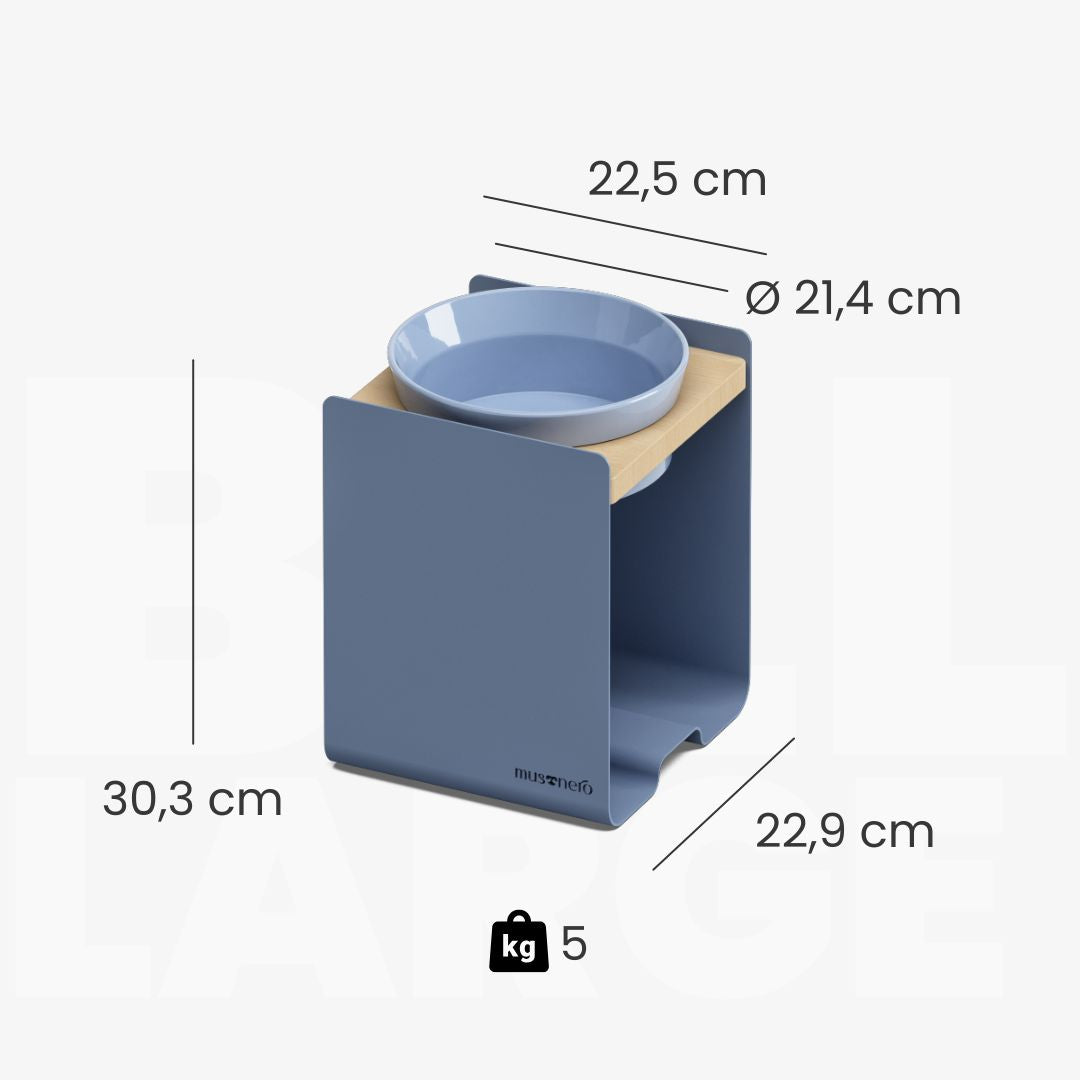 BILL Large | Single Raised Feeder in Wood and Stainless Steel