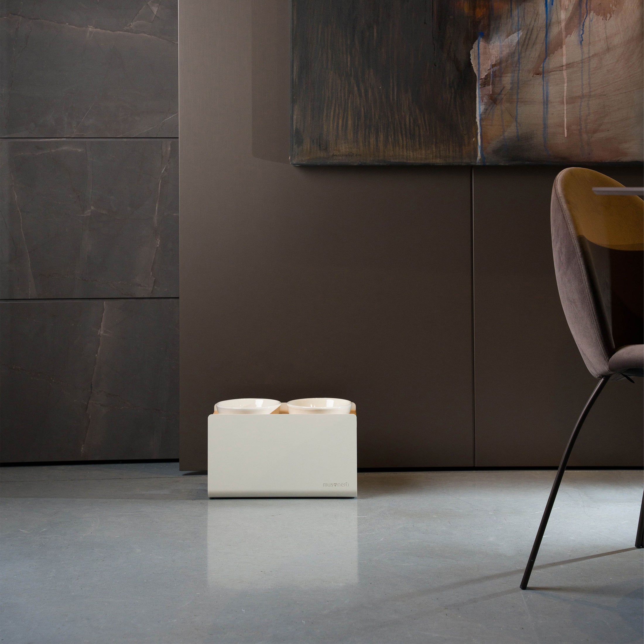 BILL Medium | Double Raised Feeder in Wood and Stainless Steel