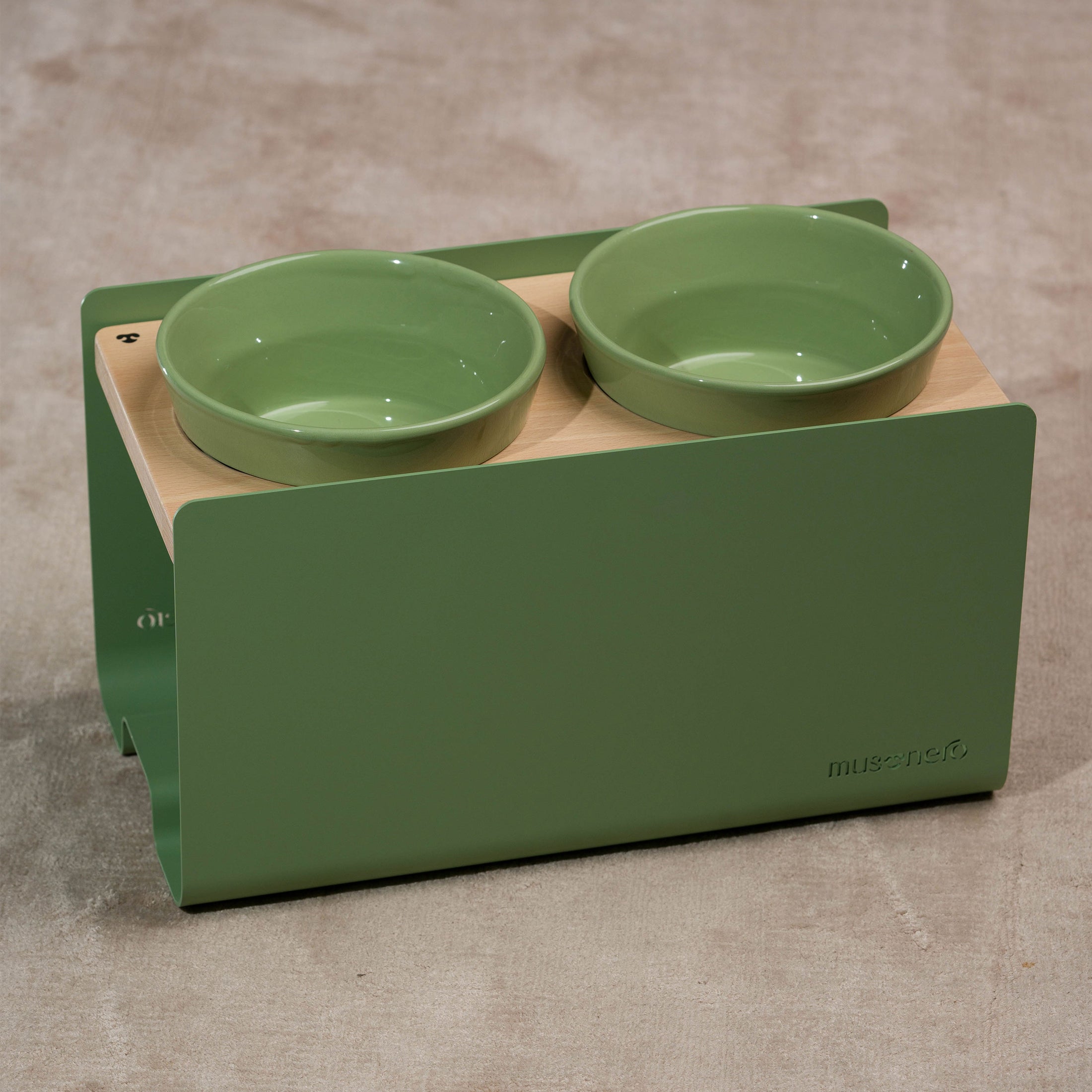 BILL Medium | Double Raised Feeder in Wood and Stainless Steel