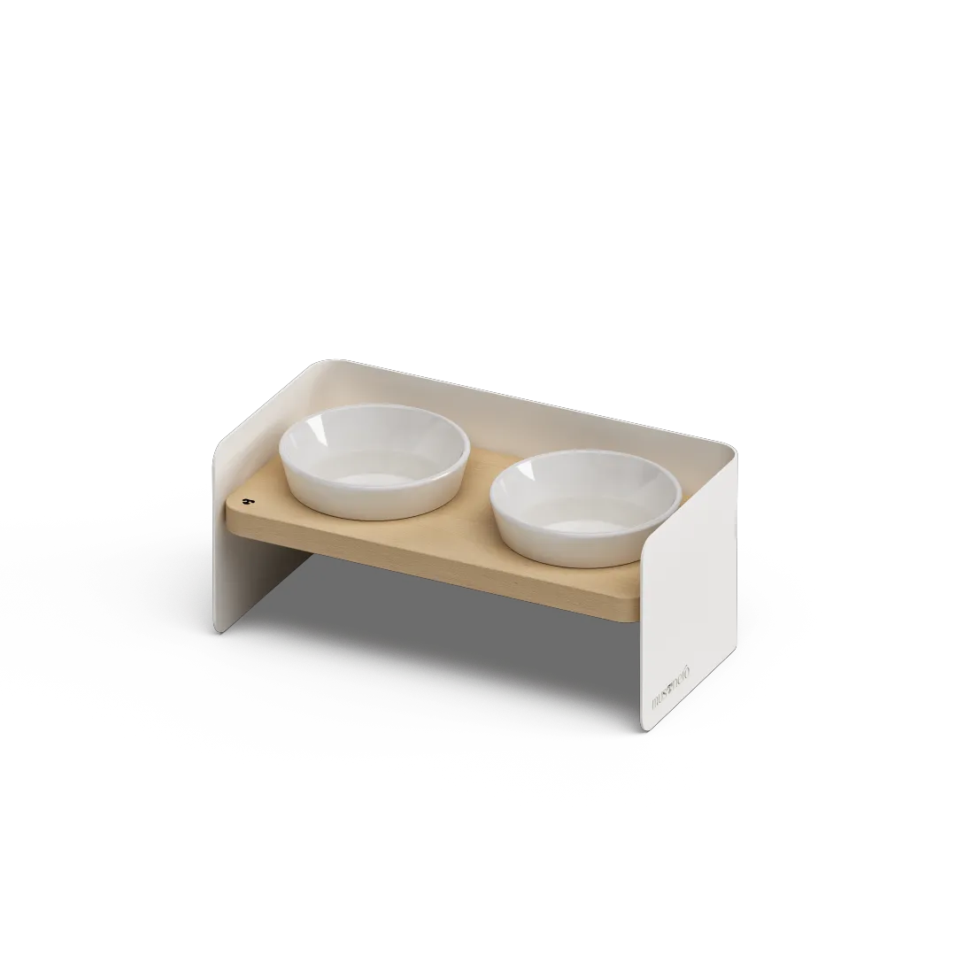 BAY Bis | Double Raised Feeder in Wood and Stainless Steel