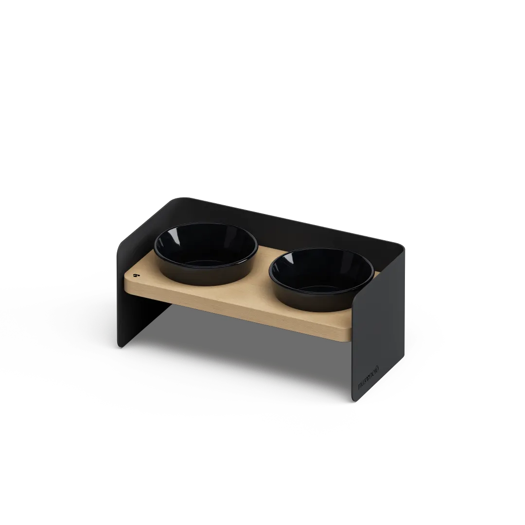 BAY Bis | Double Raised Feeder in Wood and Stainless Steel