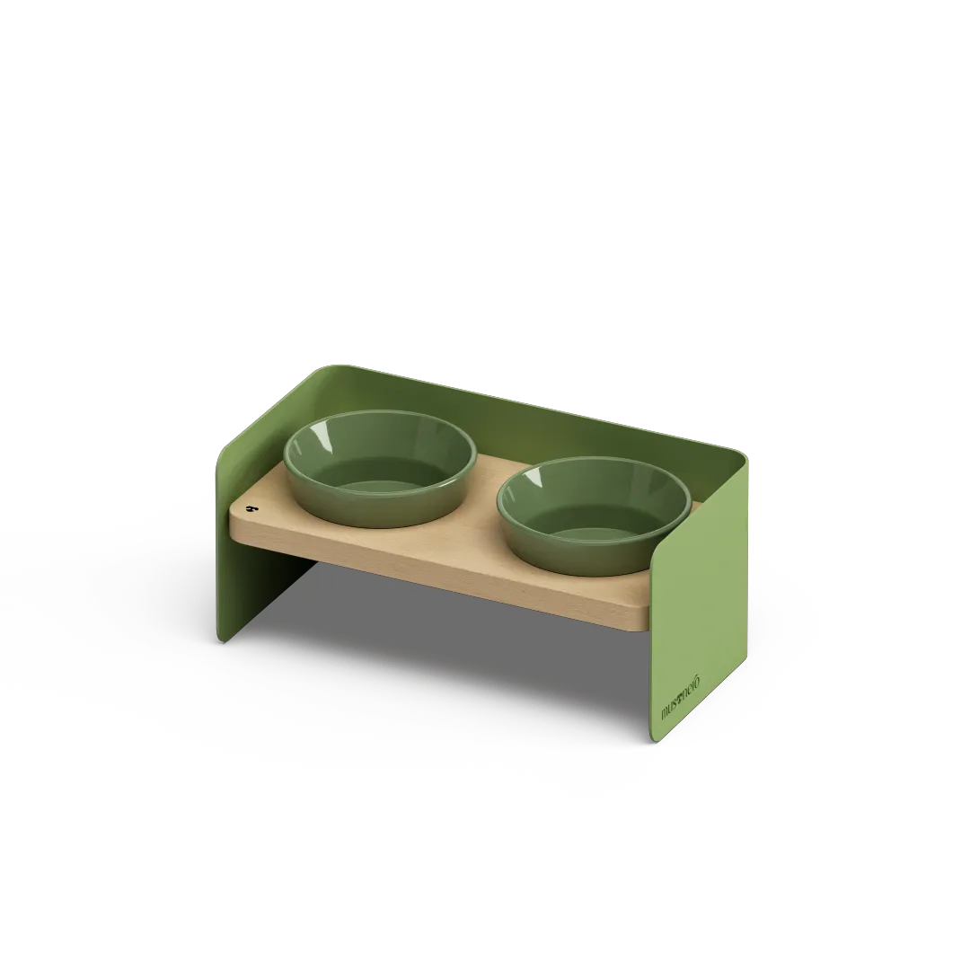 BAY Bis | Double Raised Feeder in Wood and Stainless Steel
