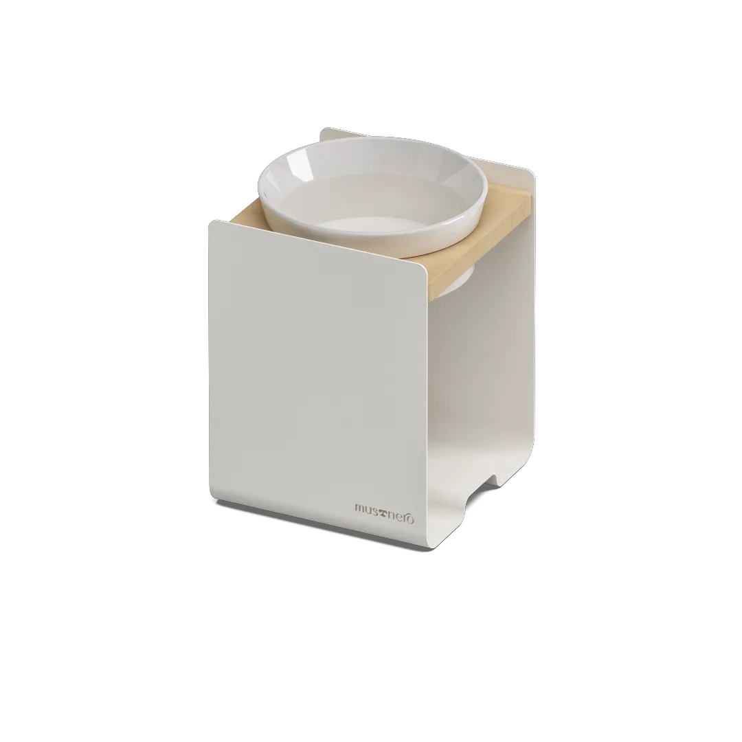 BILL Large | Single Raised Feeder in Wood and Stainless Steel