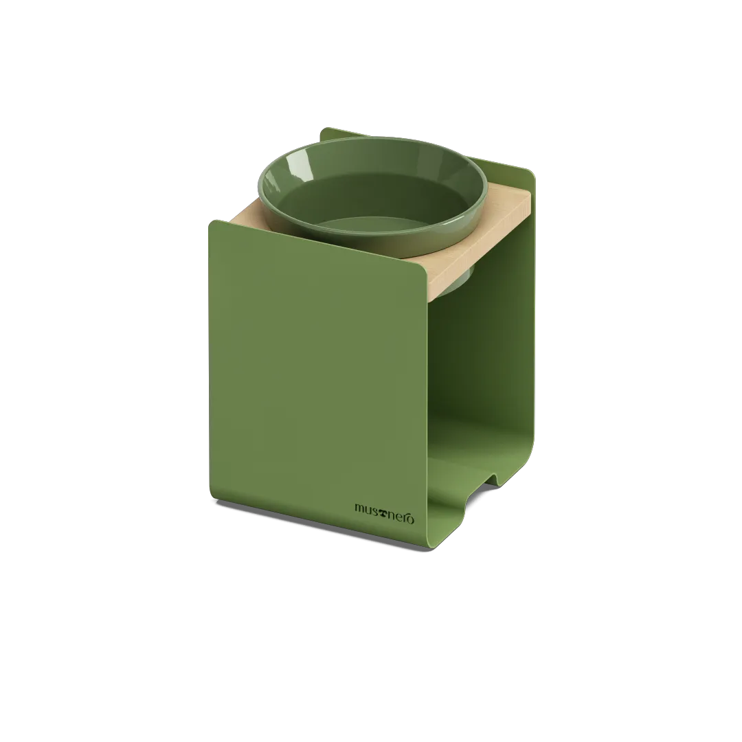 BILL Large | Single Raised Feeder in Wood and Stainless Steel