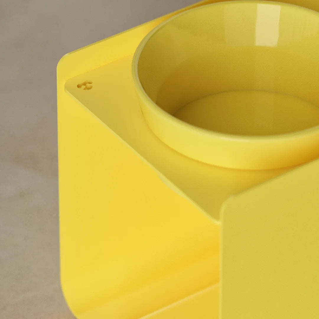 Kit Medium Giallo Pastello - Alzaciotole BILL Puro Medium + Ciotole POP in Maiolica