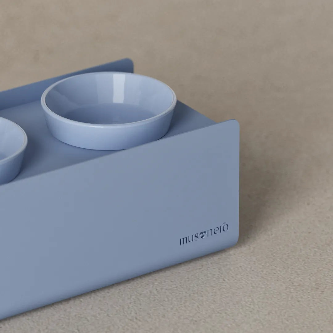 Kit Small Blu Colomba - Alzaciotole BILL Puro Small + Ciotole POP in Maiolica