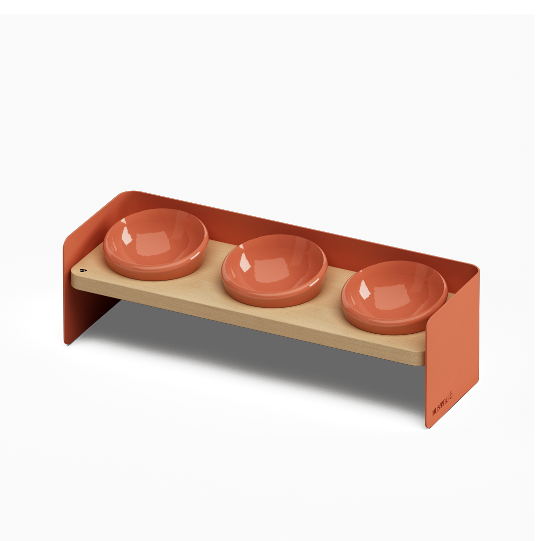 BAY Tris | Alzaciotole Triplo in Legno e Acciaio inox