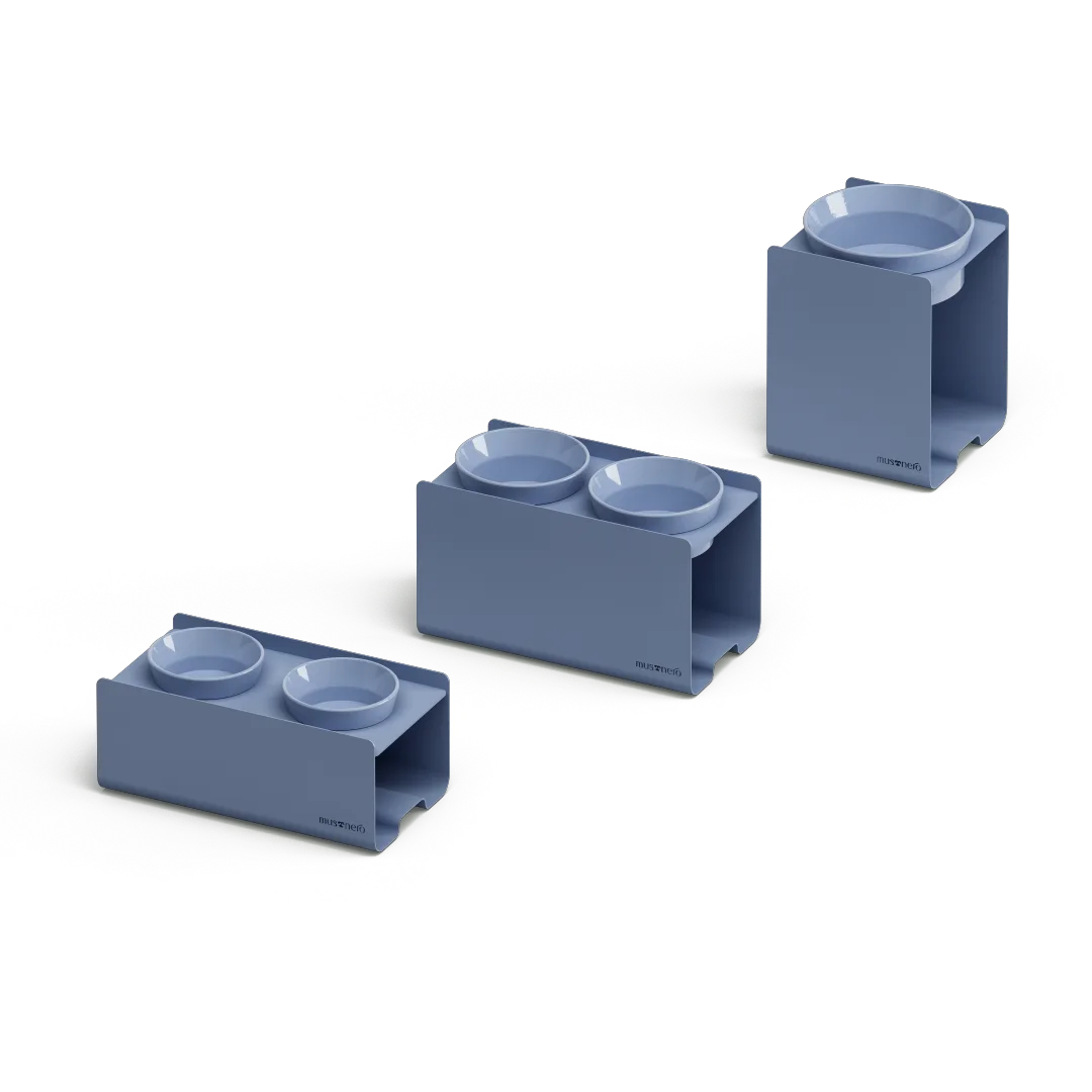 Kit Small Blu Colomba - Alzaciotole BILL Puro Small + Ciotole POP in Maiolica